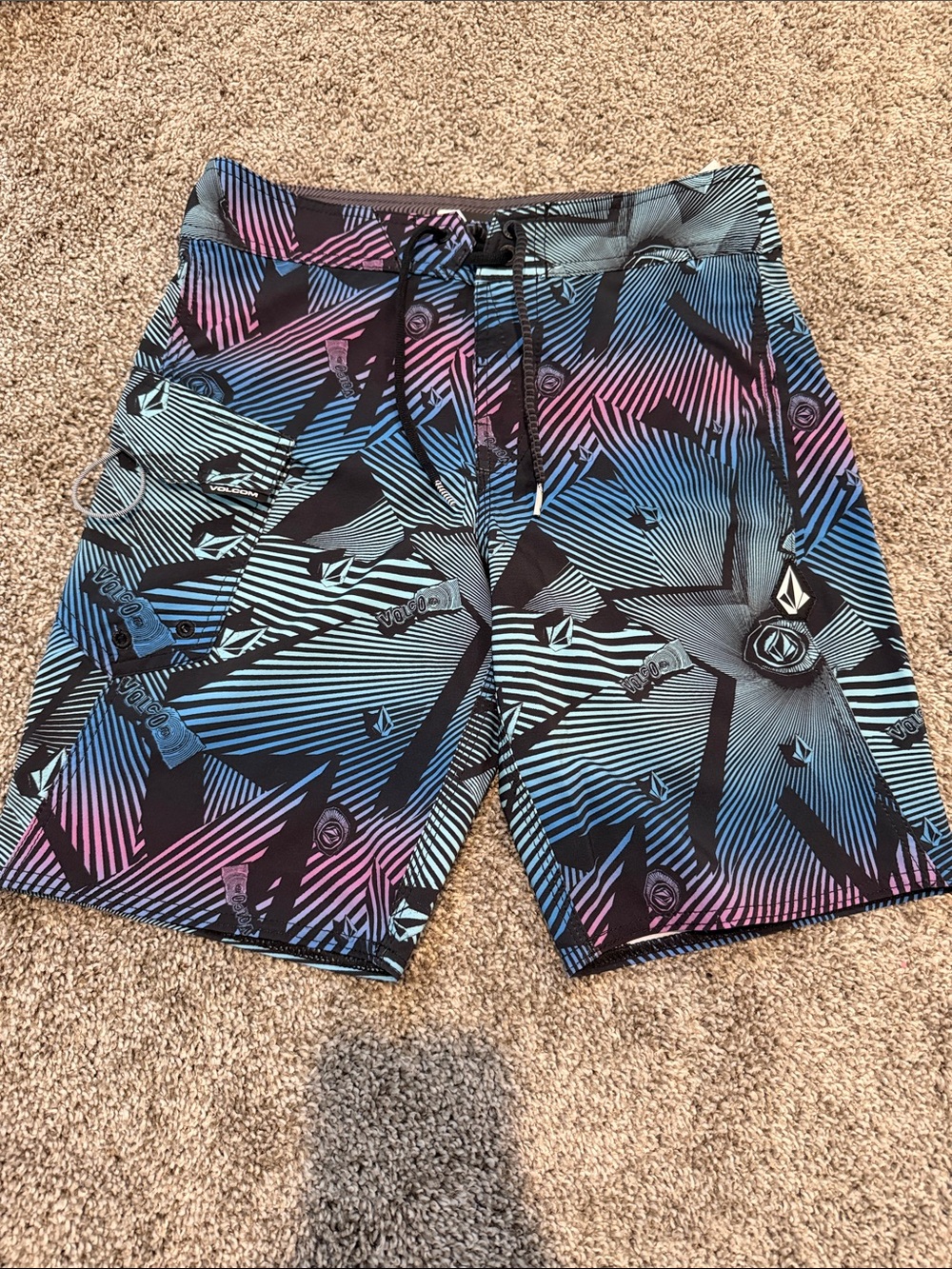 Volcom Men’s Black, Blue & Purple Graphic Swim Board Shorts